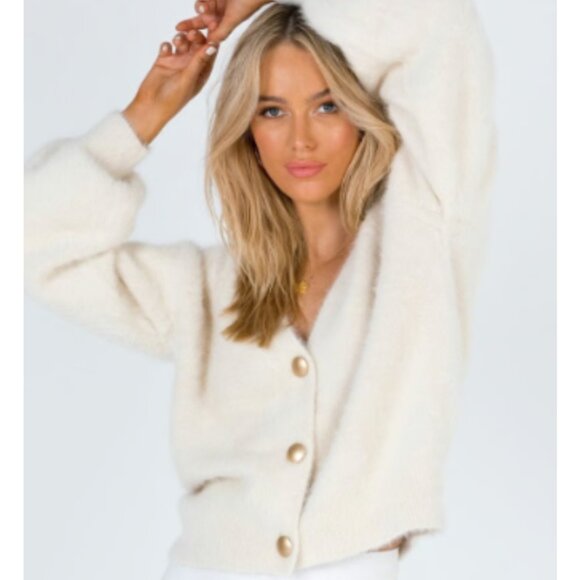 Princess Polly 'Oh So Soft Wool Cardigan V-Neck Boho Balloon Sleeves XS/Small - Picture 4 of 10